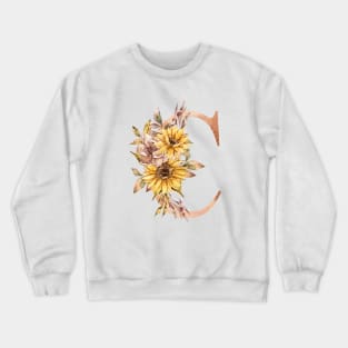 Watercolor sunflower floral  wedding monogram, C letter illustration Crewneck Sweatshirt